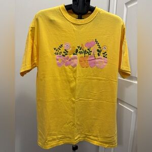 Yellow Dog Mom T-Shirt with Floral Design